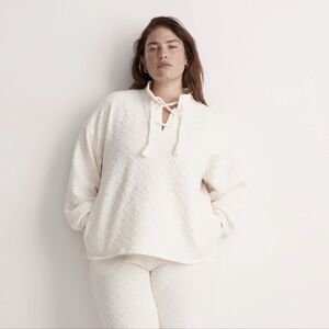 Madewell quilted antique white lace up sweatshirt